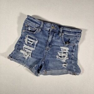 American Eagle Shorts High Rise Shortie Denim Womens Size 4 Distressed